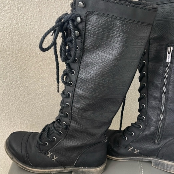 ROXY Mountain & The Seas black tall winter lace up boots size 6.5 - Picture 2 of 16
